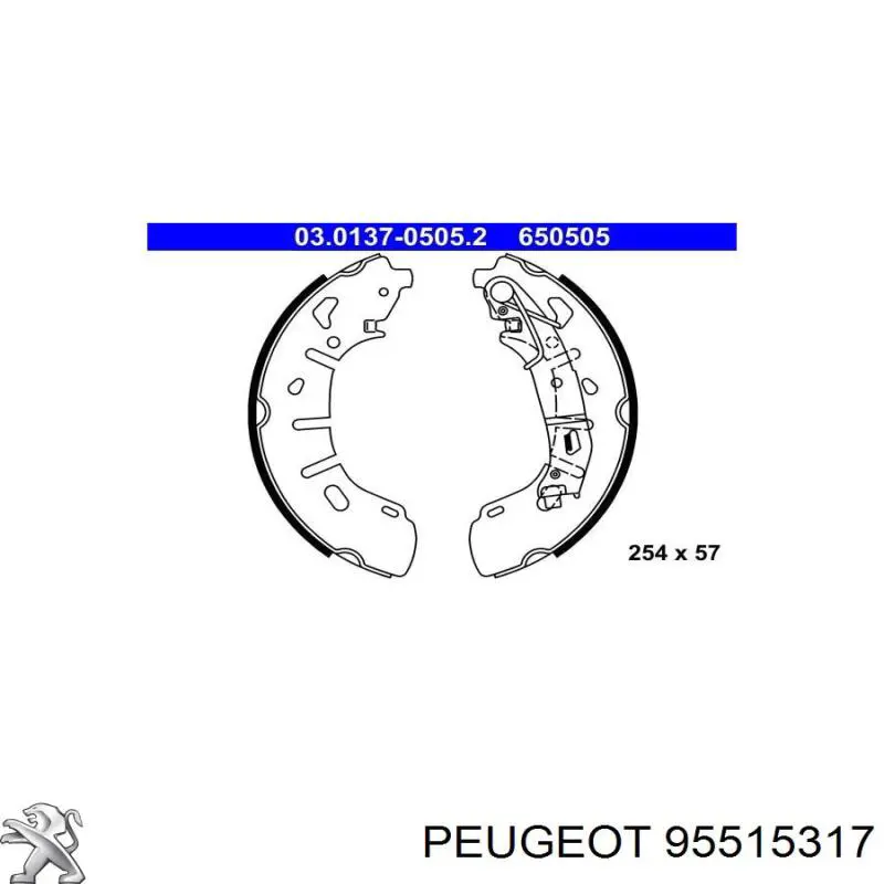 Колодки гальмові задні, барабанні 95515317 Peugeot/Citroen