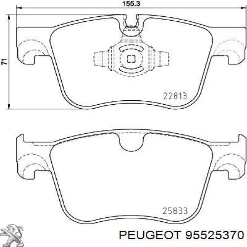 Купити 95525370 Peugeot/Citroen Колодки гальмівні передні, дискові
