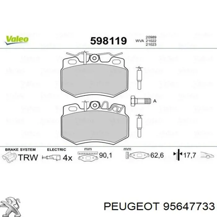 Гальмівні колодки Peugeot/Citroen 95647733 ціна, від 9.95 USD