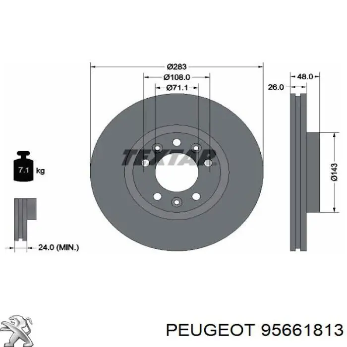 Диск гальмівний передній 95661813 Peugeot/Citroen