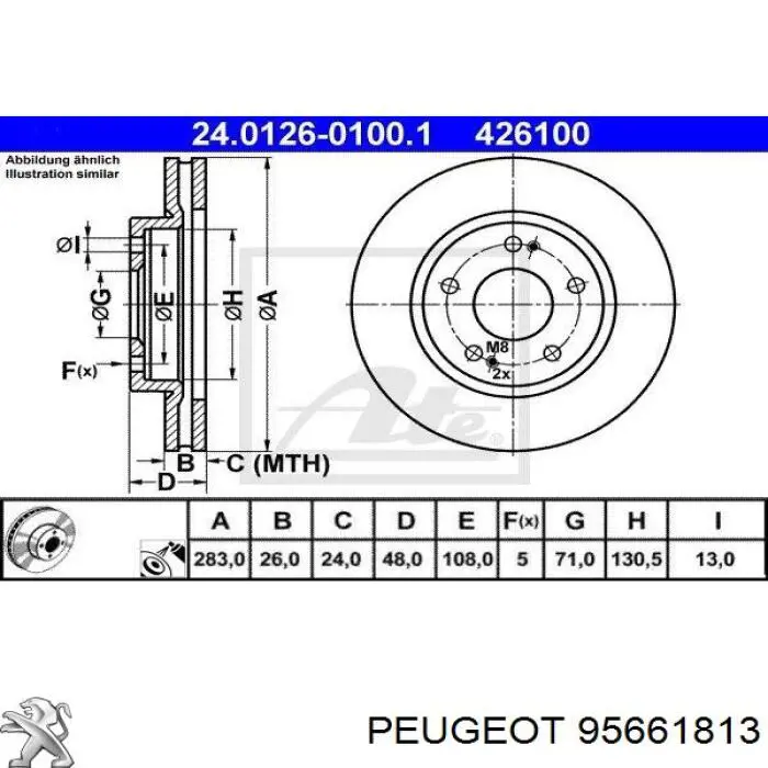 95661813 Peugeot/Citroen Гальмо дискове переднє
