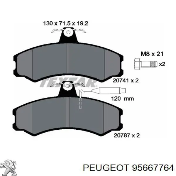 95667764 Peugeot/Citroen колодки гальмівні передні, дискові