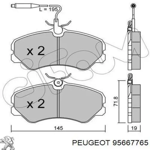 95667765 Peugeot/Citroen колодки гальмівні передні, дискові