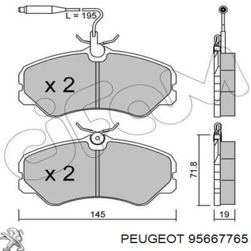 Колодки гальмівні передні, дискові 95667765 Peugeot/Citroen