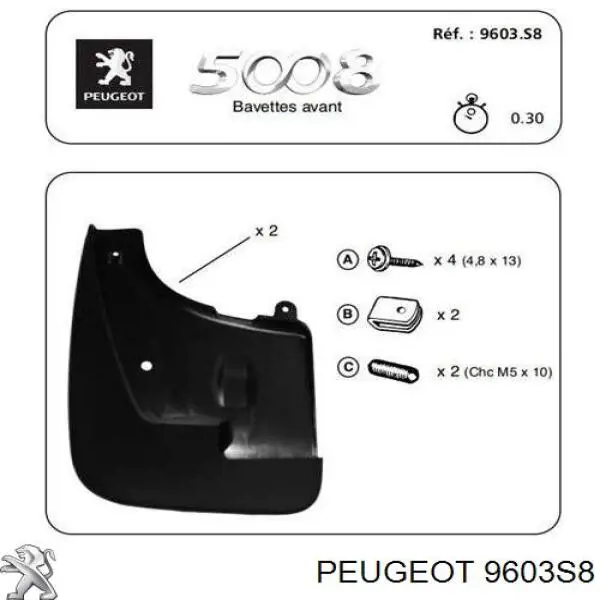 Бризковики задні, комплект на Peugeot 5008 II 