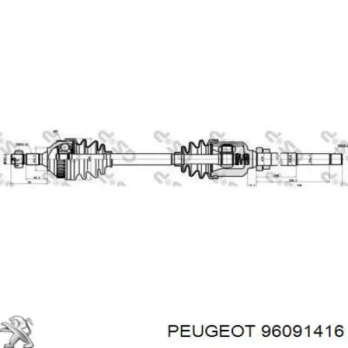 96091416 Peugeot/Citroen піввісь (привід передня, права)