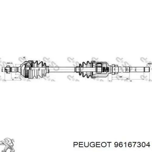 Піввісь (привід) передня, права 96167304 Peugeot/Citroen