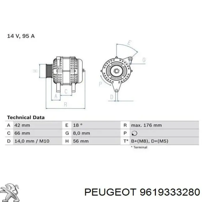 Купити 9619333280 Peugeot/Citroen Генератор