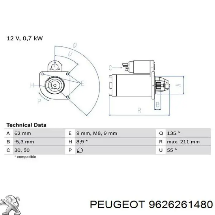 9626261480 Peugeot/Citroen Стартер двигуна