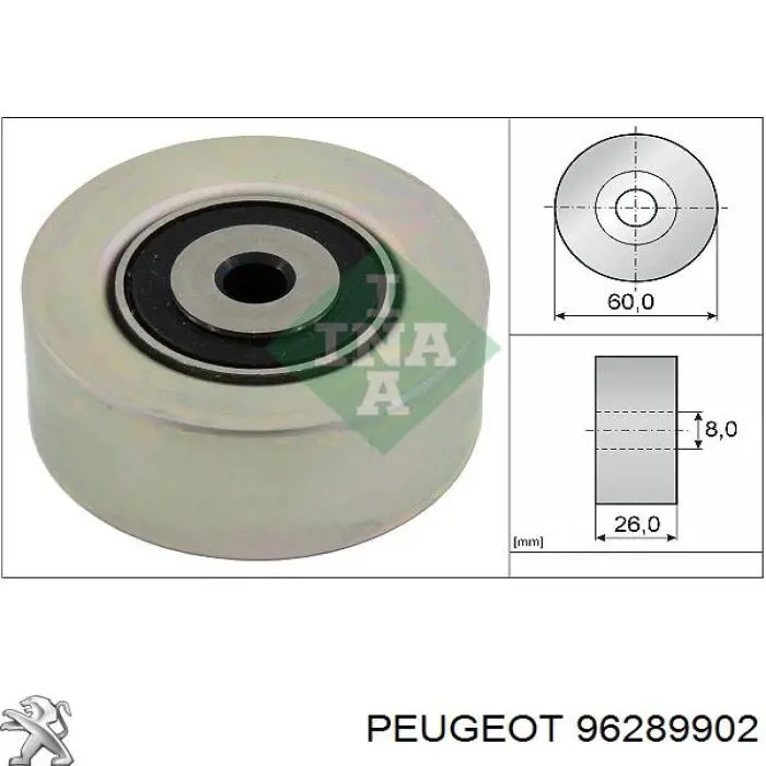 Ролик натягувача приводного ременя 96289902 Peugeot/Citroen