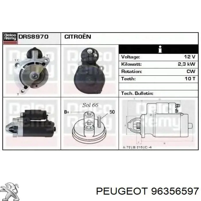 96356597 Peugeot/Citroen стартер