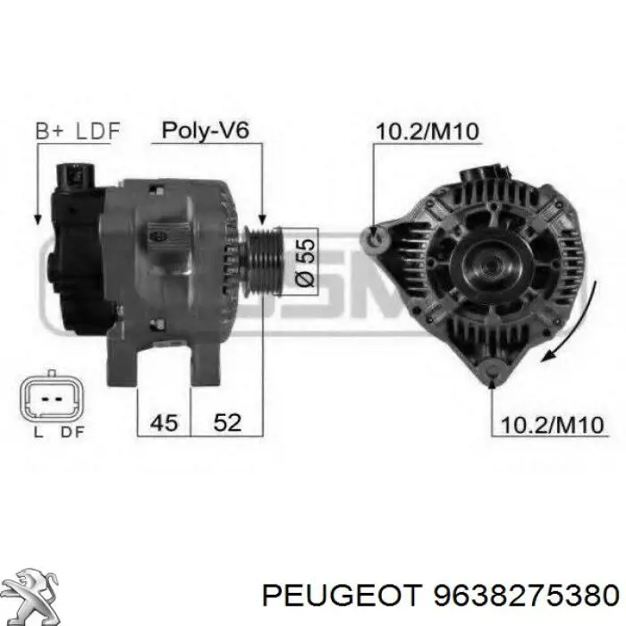 Купити 9638275380 Peugeot/Citroen Генератор
