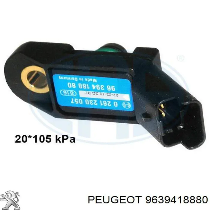 9639418880 Peugeot/Citroen датчик тиску у впускному колекторі, map