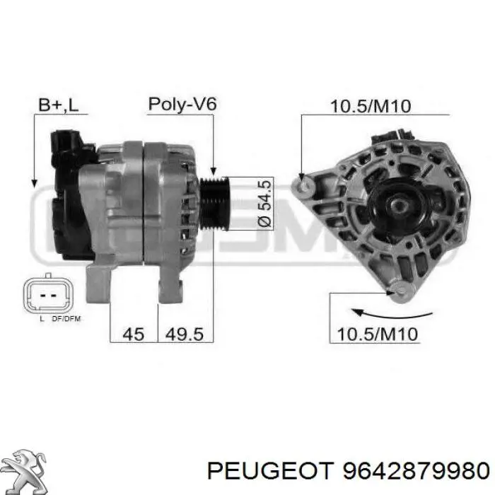 Генератор Peugeot/Citroen 9642879980 ціна, від 128.39 USD
