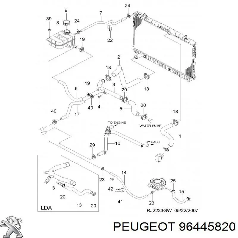 Купити 96445820 Peugeot/Citroen Шланг (патрубок) обігріву дросельної заслінки