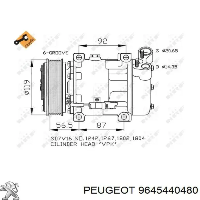 9645440480 Peugeot/Citroen компресор кондиціонера