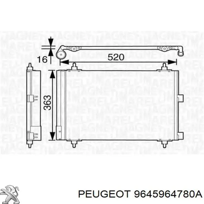 9645964780A Peugeot/Citroen радіатор кондиціонера
