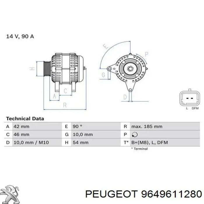 9649611280 Peugeot/Citroen генератор