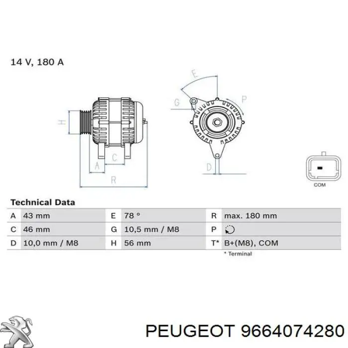 Купити 9664074280 Peugeot/Citroen Генератор
