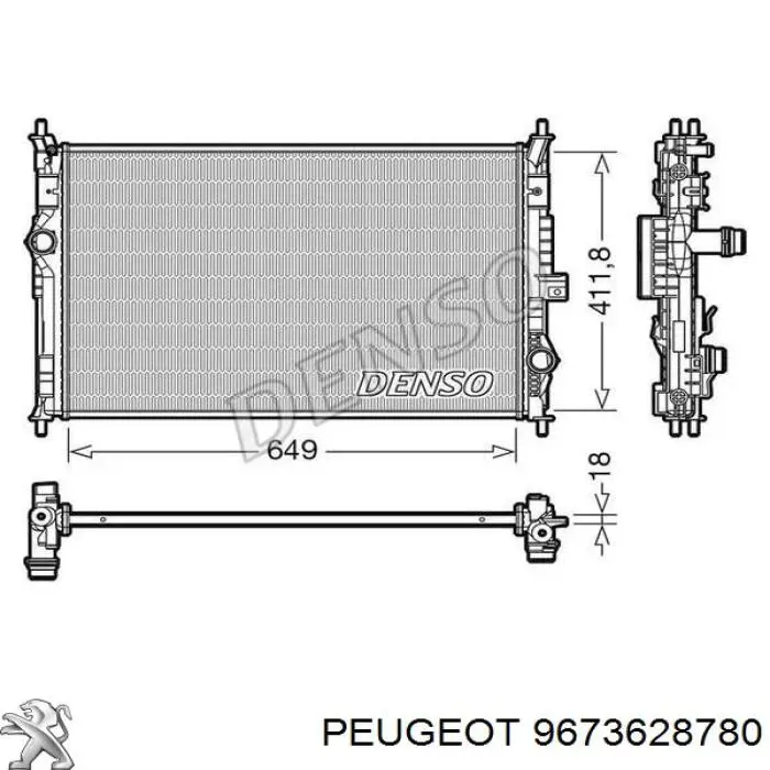 9673628780 Peugeot/Citroen радіатор охолодження двигуна
