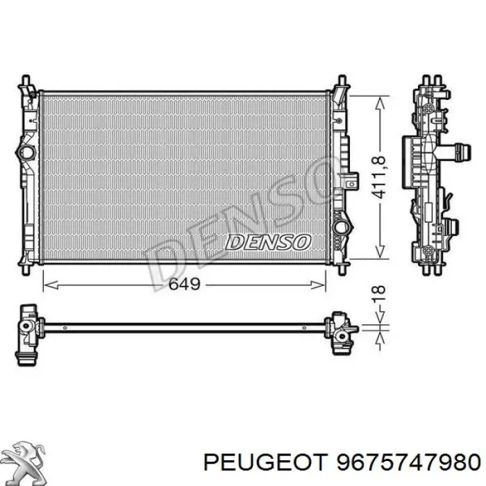 9675747980 Peugeot/Citroen радіатор охолодження двигуна