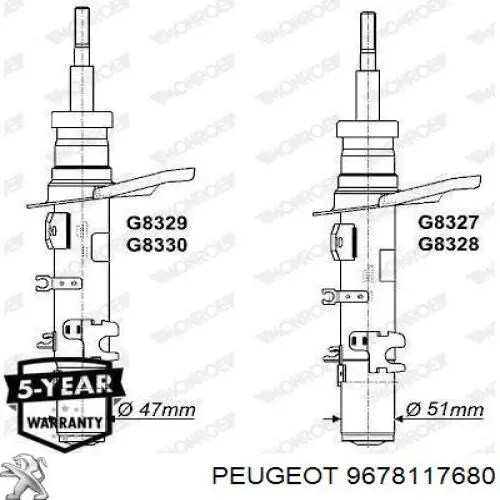 Амортизатор задній Peugeot/Citroen 9678117680 ціна, від 59.73 USD