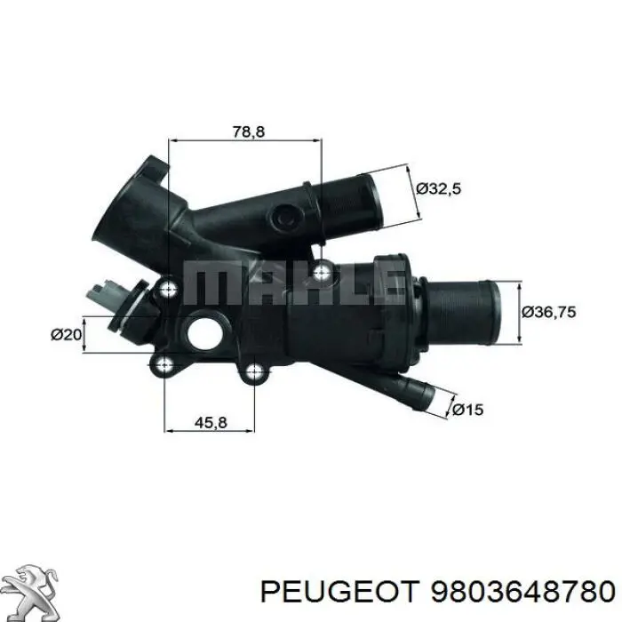 Купити 9803648780 Peugeot/Citroen Термостат в корпусі