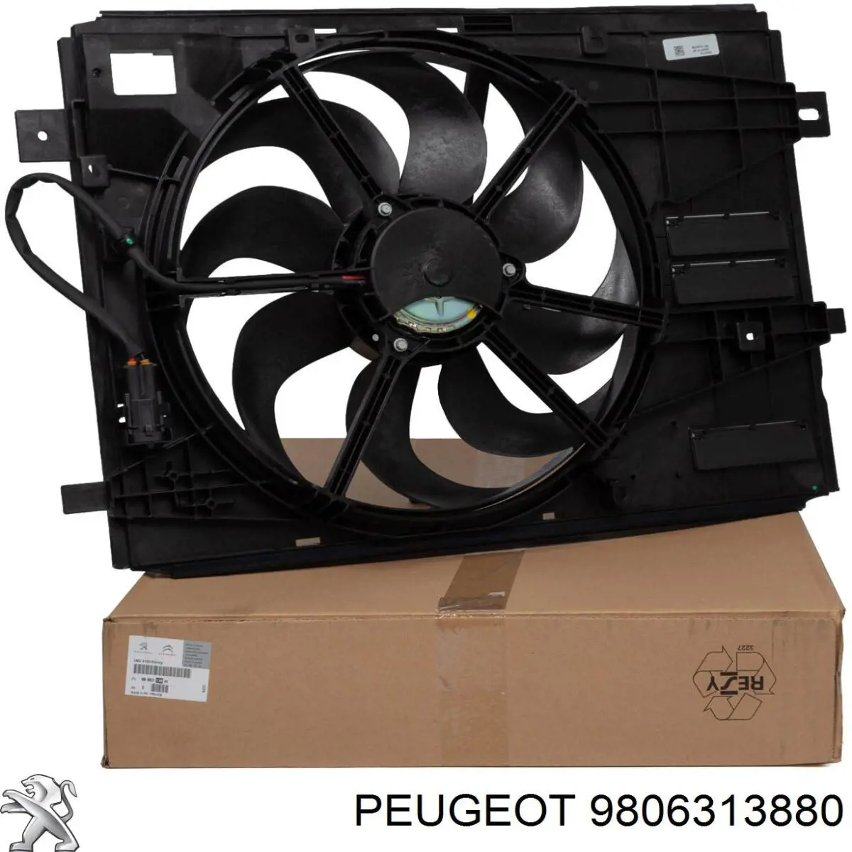 9806313880 Peugeot/Citroen Дифузор радіатора охолодження, в зборі з мотором і крильчаткою