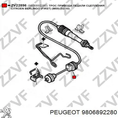 Трос зчеплення 9806892280 Peugeot/Citroen