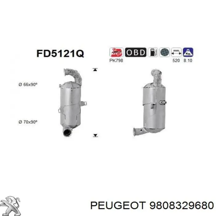Конвертор-каталізатор (каталітичний нейтралізатор) Peugeot/Citroen 9808329680 ціна, від 569.85 USD