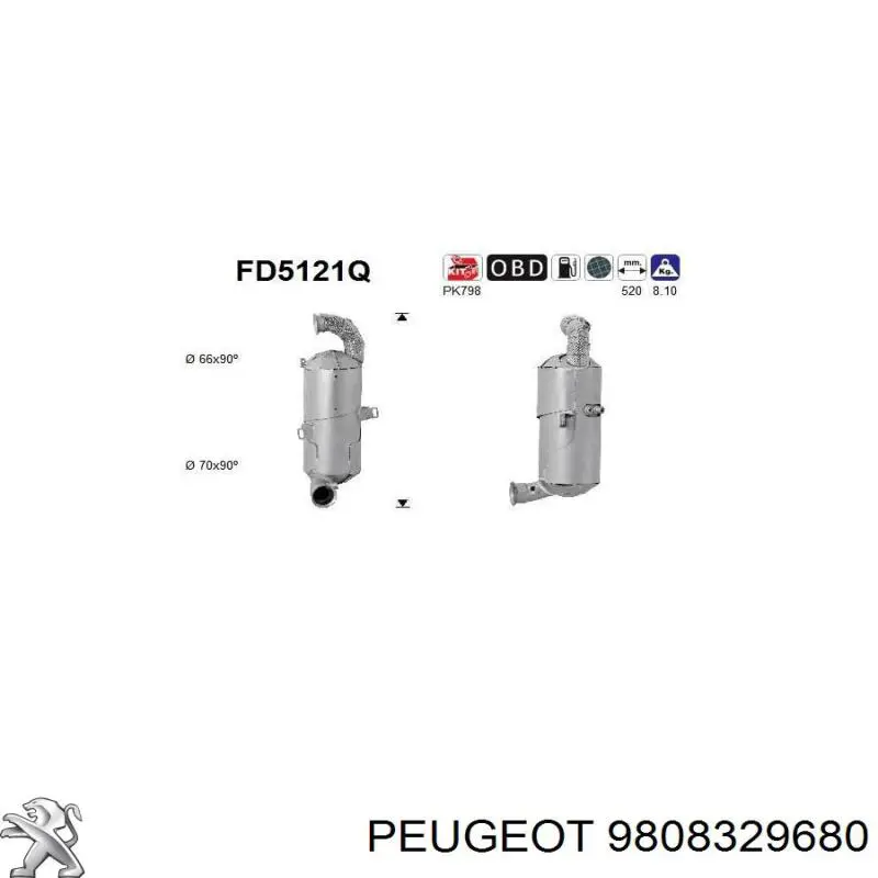9808329680 Peugeot/Citroen Каталітичний нейтралізатор відпрацьованих газів