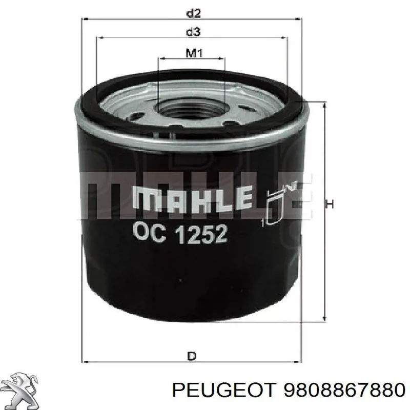 9808867880 Peugeot/Citroen Фільтр масла
