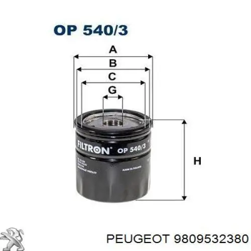 9809532380 Peugeot/Citroen Фільтр масла