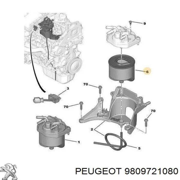 9809721080 Peugeot/Citroen Фільтр палива