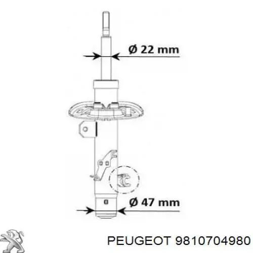 Купити 9810704980 Peugeot/Citroen Амортизатор передній, правий