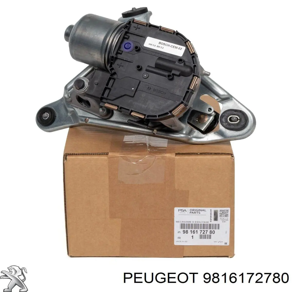 9816172780 Peugeot/Citroen двигун склоочисника лобового скла, лівий