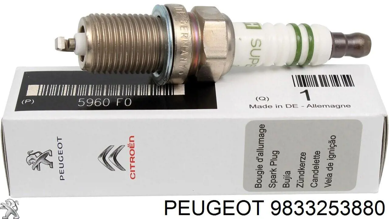 Свічки запалювання 9833253880 Peugeot/Citroen
