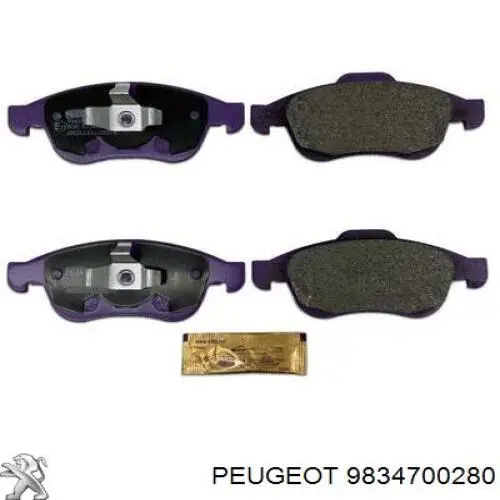 Комплект пружинок кріплення дискових колодок, передніх 9834700280 Peugeot/Citroen