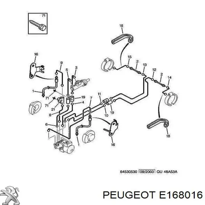 Шланг гальмівний передній Peugeot/Citroen E168016 ціна, від 8.17 USD