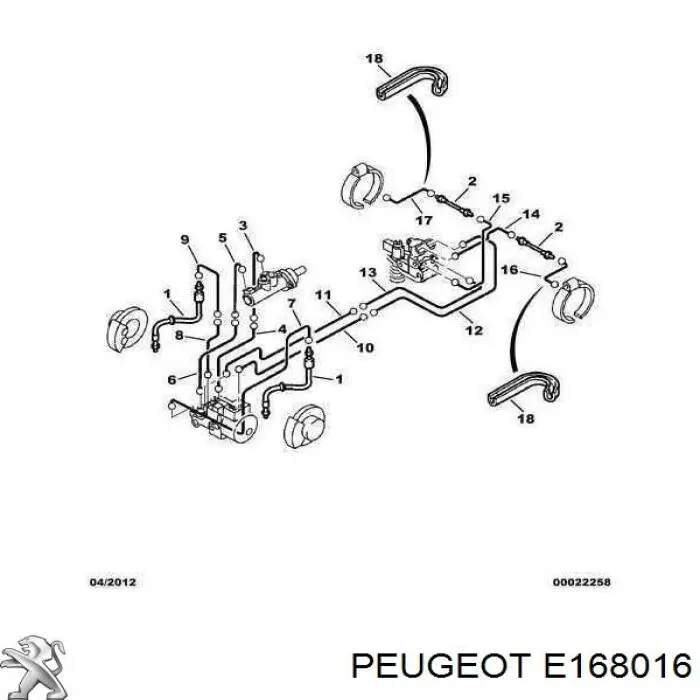 Шланг гальмівний передній E168016 Peugeot/Citroen