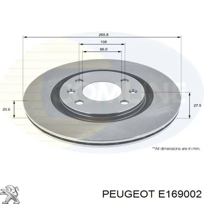 Диск гальмівний передній E169002 Peugeot/Citroen