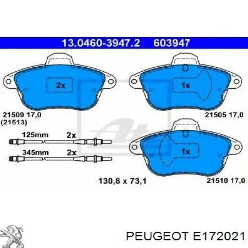 E172021 Peugeot/Citroen колодки гальмівні передні, дискові