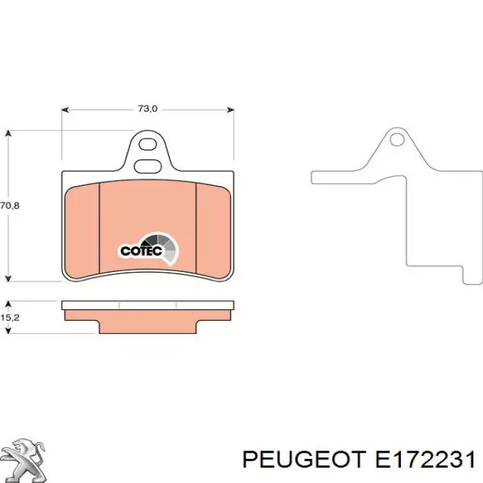 Колодки гальмові задні, дискові E172231 Peugeot/Citroen