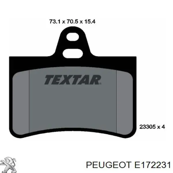 Задні гальмівні колодки Peugeot/Citroen E172231 ціна, від 16.60 USD