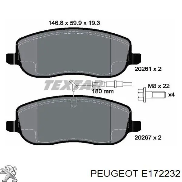 Гальмівні колодки Peugeot/Citroen E172232 ціна, від 22.04 USD