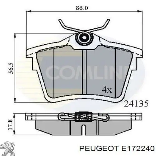 Задні гальмівні колодки Peugeot/Citroen E172240 ціна, від 25.96 USD