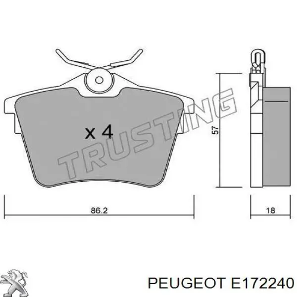 E172240 Peugeot/Citroen колодки гальмові задні, дискові