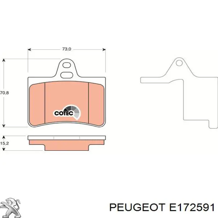 Колодки гальмові задні, дискові E172591 Peugeot/Citroen