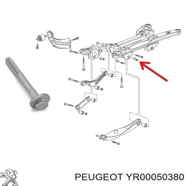 YR00050380 Peugeot/Citroen Болт кріплення заднього нижнього важеля, внутрішній