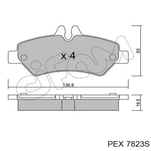 Колодки гальмові задні, дискові 7823S PEX